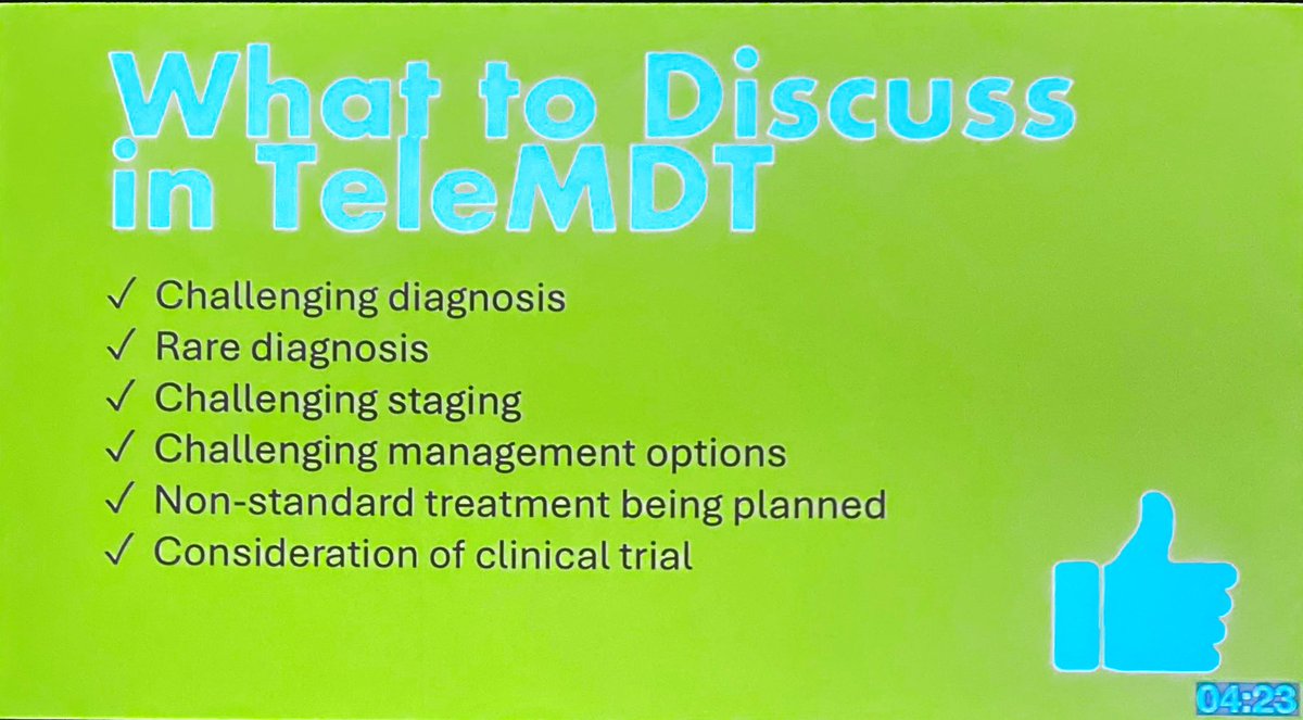 Optimising teleMDT discussion by <a href="/BenPTLoveday/">Benjamin Loveday MBChB PhD FRACS</a> 

🟡 rurality of Australia/NZ represents challenge to delivery of high quality healthcare

🟢 8 key factors for effective MDT
🟢 clear MDT question
🟢 attended by experienced members
🟢 discuss surgical strategy prior

#AANZHPBA2024