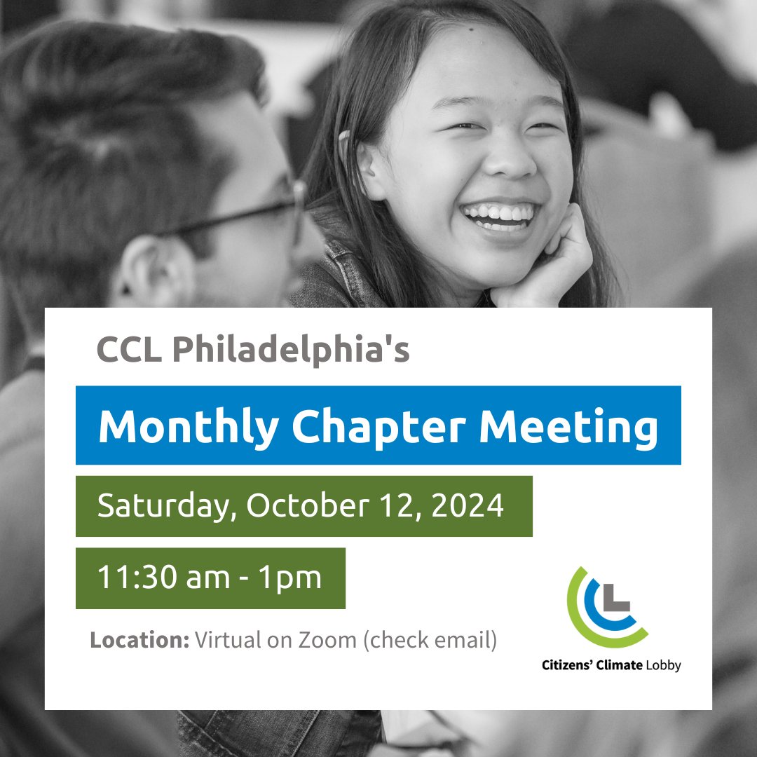CclPhilly's tweet photo. Our monthly meeting is TOMORROW! We will meet on Zoom to discuss local climate issues and initiatives. Check your email for the Zoom link.

If you are interested in becoming a member, please visit https://t.co/JKNVsNXb87 #climateaction https://t.co/b62LnS2Nys