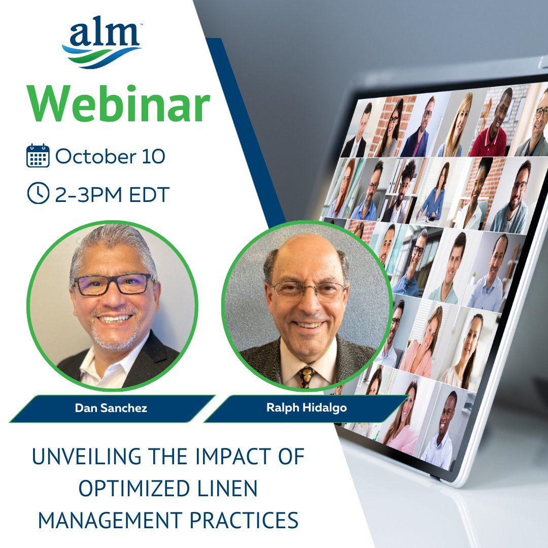 🌟 Unlock the Secrets to Effective Linen Management! 🌟

Join us for an insightful webinar on October 10 at 2 PM EDT featuring experts Dan Sanchez and Ralph Hidalgo!
🔗 Register Now! lnkd.in/ecTFbSk6
#ALM #OctWebinar #LinenManagement #Webinar #Efficiency #BestPractices