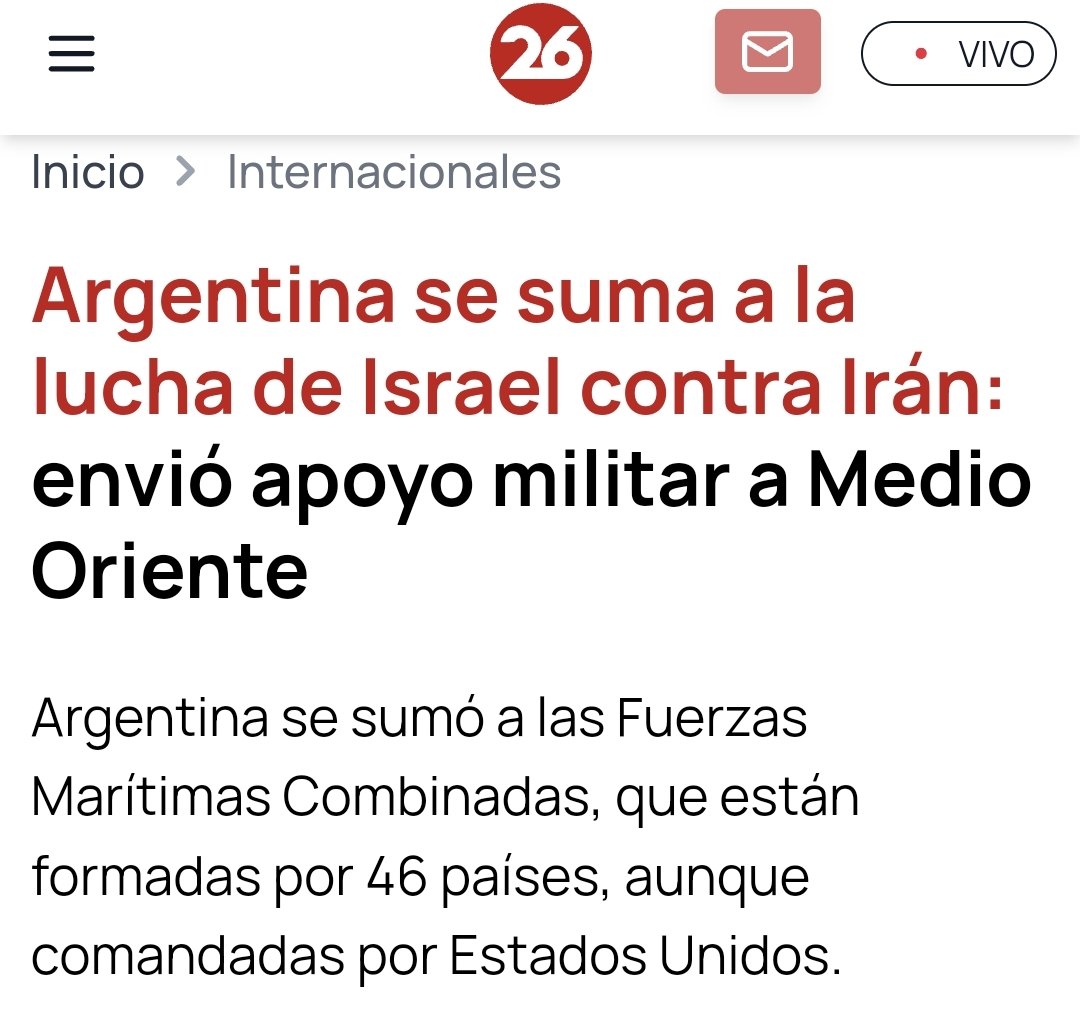 #MileiPsiquiatrico
ARGENTINA se "suma" a la lucha de ISRAEL contra IRÁN y enviará tropas a ORIENTE MEDIO, así mismo en 2025 enviará aviones y buques para patrullar y enfrentar a los HUTIES...la pregunta es: ¿PORQUE MIERDA TENDRÁN QUE IR A MORIR LOS ARGENTINOS POR INTERESES Ajenos