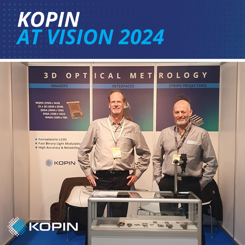 kopin's tweet photo. Our team had a blast in Germany! 

@Kopin exhibited at #VISIONSTR ’s annual trade fair in Stuttgart, where we demonstrated our SXGA-R15 microdisplay system for 3D Automated Optical Inspection machines. It was great to interact with industry professionals.

#MachineVision