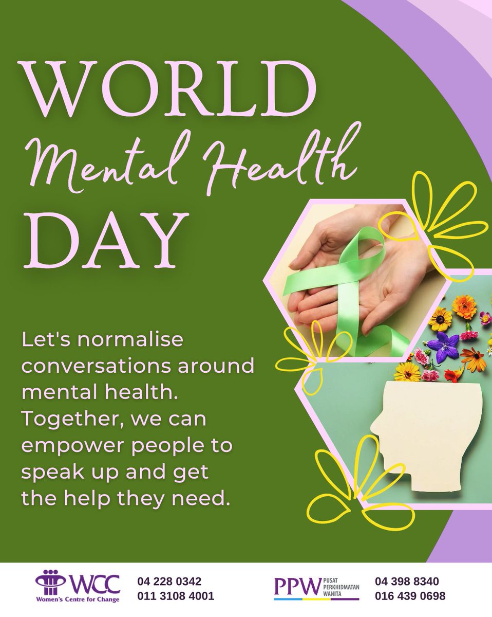 WCCPenang's tweet photo. Let's normalise conversations around mental health. Together, we can empower people to speak up and get the help they need.
#WorldMentalHealthDay #MentalHealthMatters #MentalHealthAtWork #MentalHealth #WCCIsHereToHelp https://t.co/RmQPe0xd6e