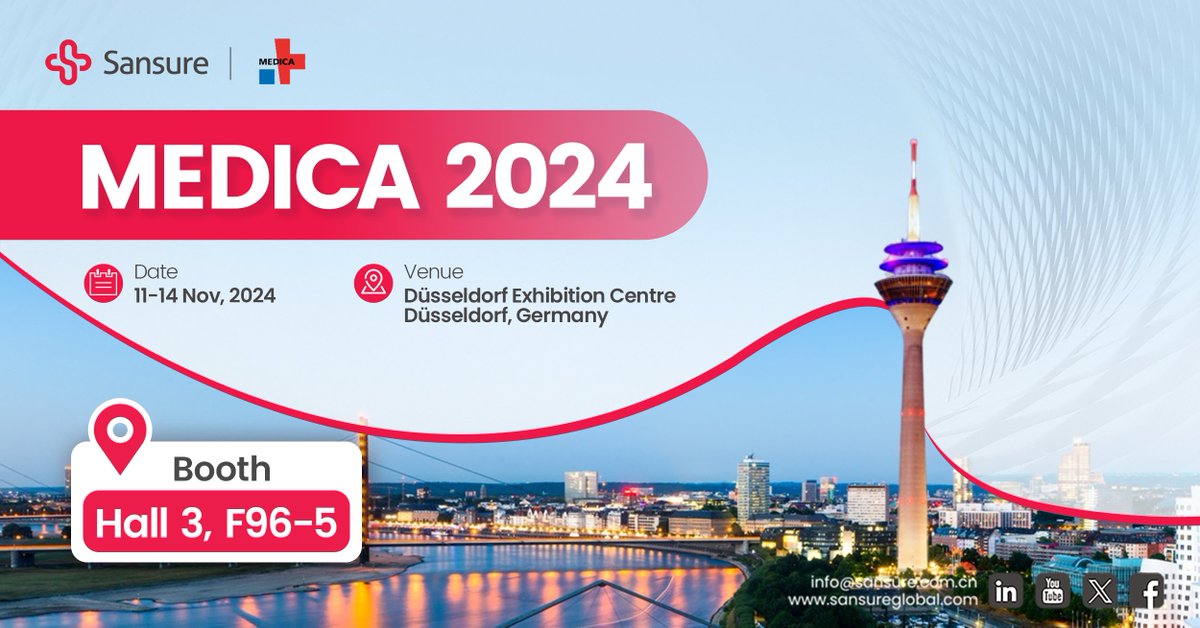 SansureBiotech's tweet photo. 🚀 Discover the Future of In Vitro Diagnostics with Sansure at MEDICA 2024!
Join us as we unveil our latest groundbreaking innovations designed to revolutionize healthcare and elevate patient outcomes.
#Sansure #Medical #HealthcareInnovation
#InnovatingDiagnosticsForAll https://t.co/WwVFrF8pQV