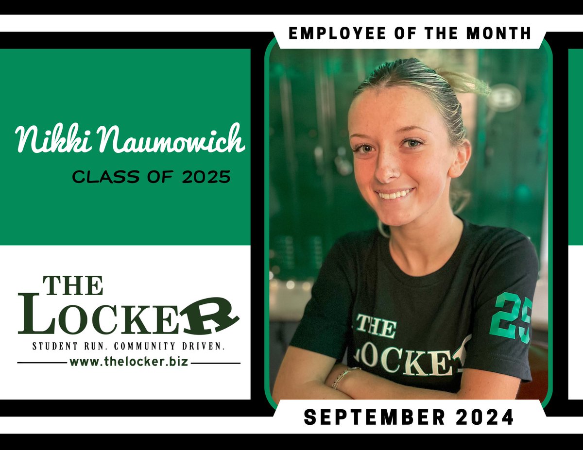 TheLocker_RHS's tweet image. Shoutout to our September 2024 Employee of the Month, Nikki Naumowich! 🎉 For the second time in 2024 (she was nominated in April too!), Nikki has stepped up as a leader at The Locker and crushed it. 🚀 

Keep shining, Nikki! 🌟 #EmployeeOfTheMonth #StudentRunCommunityDriven