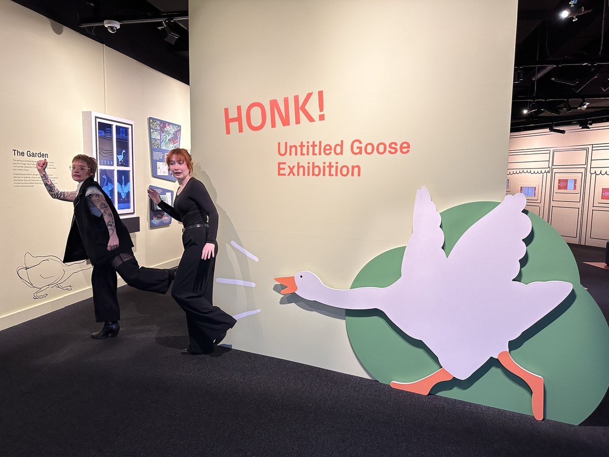 AppleBee180's tweet image. Just saw Honk! @ACMI which was so carefully and ingeniously curated by the Jini Maxwell. It is not only playful, joyous and cheeky but pioneering in the museum space! Go see it! Promise the goose won’t chase you after, it only targets red headed games curators 🔥🔥
