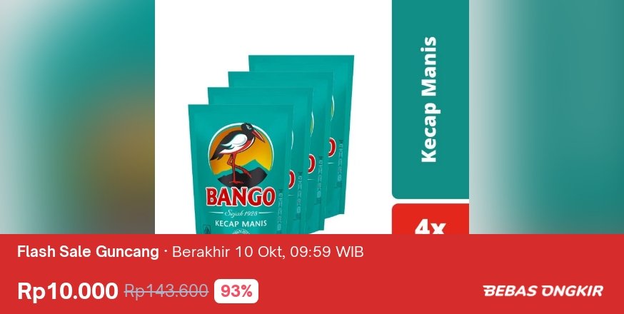 lihat_lagi's tweet photo. π€© Ada diskon 93% jadi Rp10.000, nih.
Buruan cek di Tokopedia sebelum diskonnya berakhir!
π: https://t.co/PSewQ3yrr2
#promoguncangtokopedia #KecapBango https://t.co/x7K35kWN6t