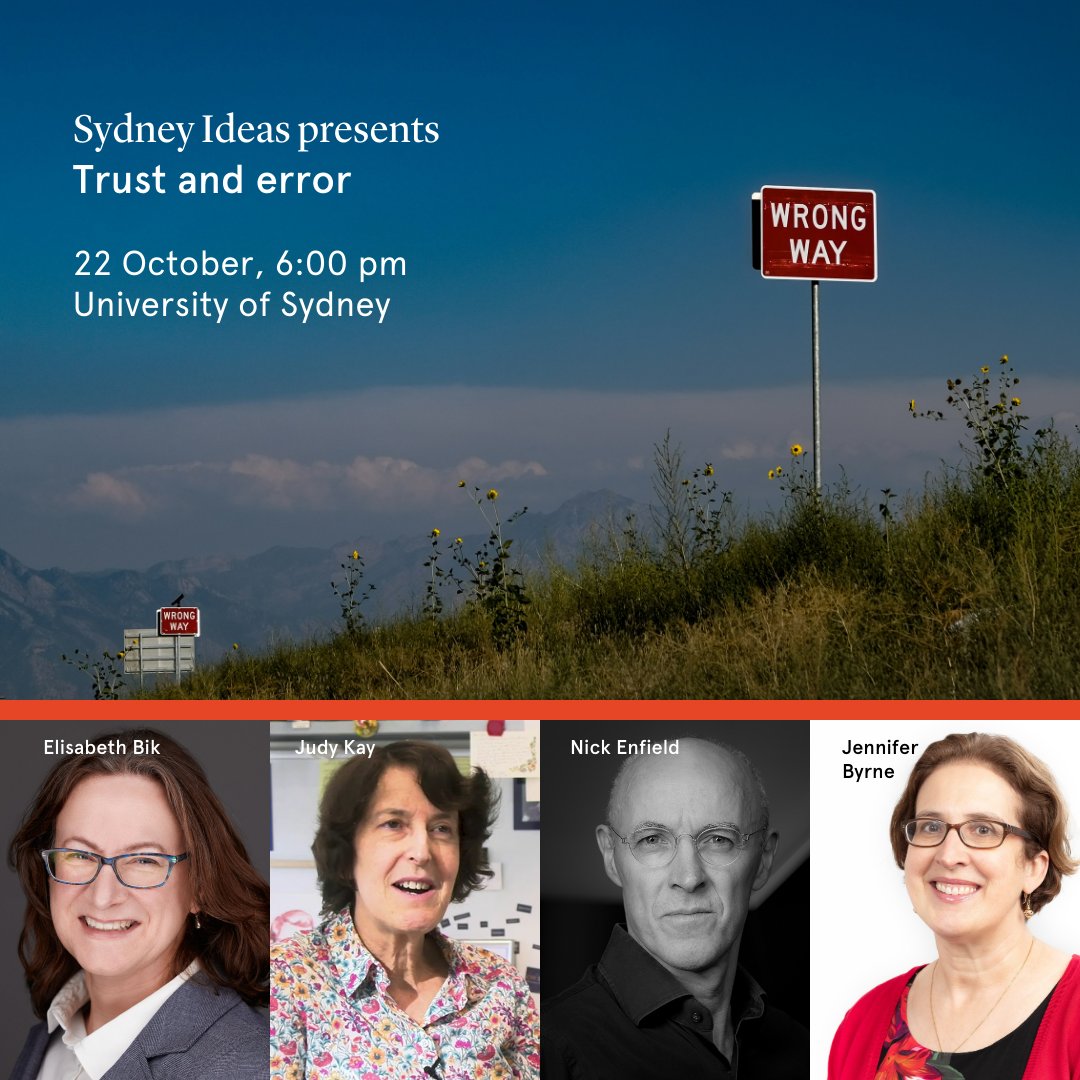 Sydney Ideas (@sydney_ideas) on Twitter photo What’s fuelling fake research? Join <a href="/JAByrneSci/">Prof Jennifer Byrne 🧬</a> as she hosts <a href="/MicrobiomDigest/">Elisabeth Bik</a>, <a href="/njenfield/">Nick Enfield</a> & <a href="/ProfJudyKay/">Judy Kay</a> to discuss the growing infiltration of fake research in academia & strategies to address misconduct & misinformation.
Book now (free): ow.ly/caMU50TIl6b What’s fuelling fake research? Join <a href="/JAByrneSci/">Prof Jennifer Byrne 🧬</a> as she hosts <a href="/MicrobiomDigest/">Elisabeth Bik</a>, <a href="/njenfield/">Nick Enfield</a> & <a href="/ProfJudyKay/">Judy Kay</a> to discuss the growing infiltration of fake research in academia & strategies to address misconduct & misinformation.
Book now (free): ow.ly/caMU50TIl6b