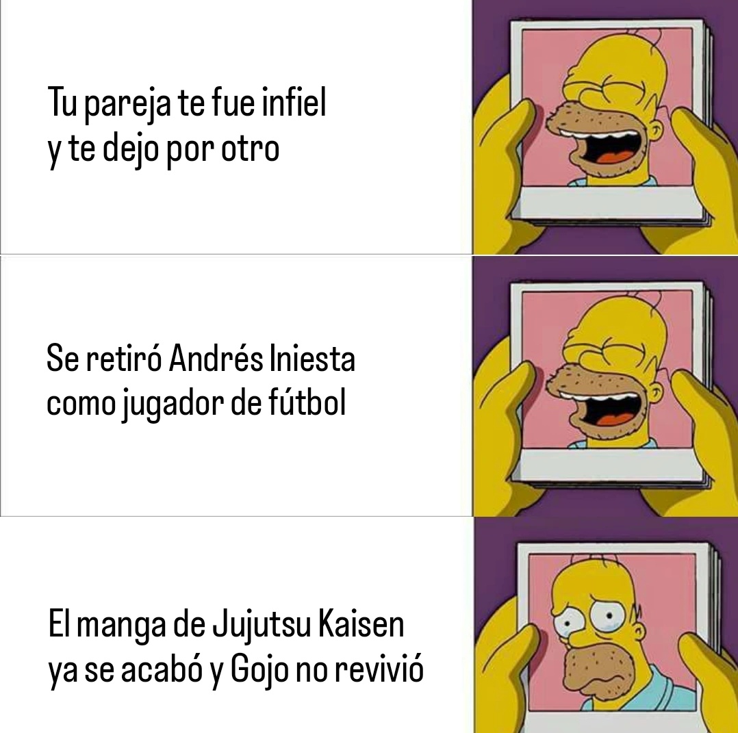 FoxMailo's tweet image. Le dije "dame por dónde más me duela" pero no pensé que se atreviera a tanto...

Ni que me hayan sido infiel... Ni el retiro de Iniesta duelen tanto como saber que 2da semana que se acabó el manga de Jujutsu Kaisen y Gojo no revivió