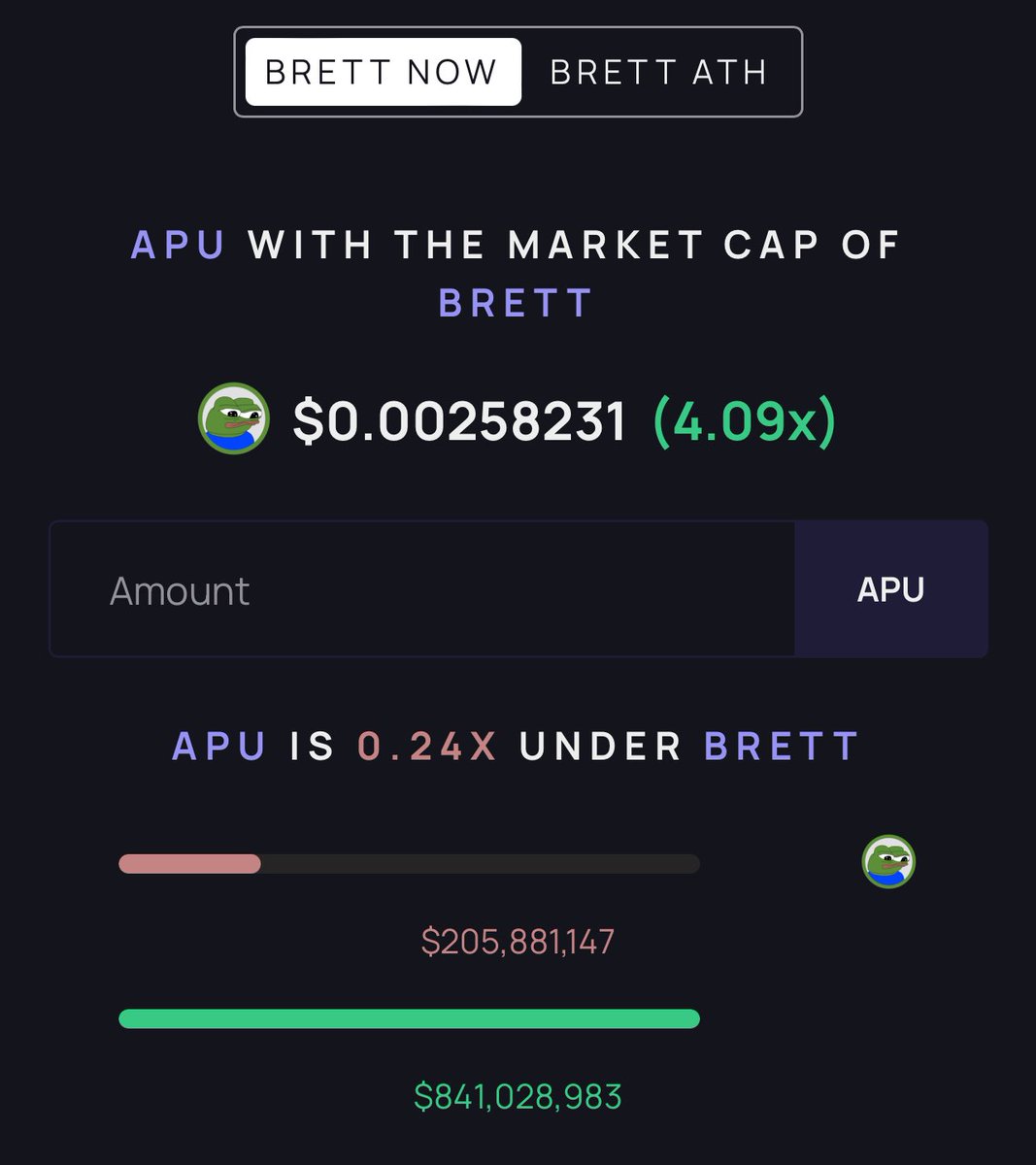 misterbombadil's tweet image. The starting line is $apu flipping $brett