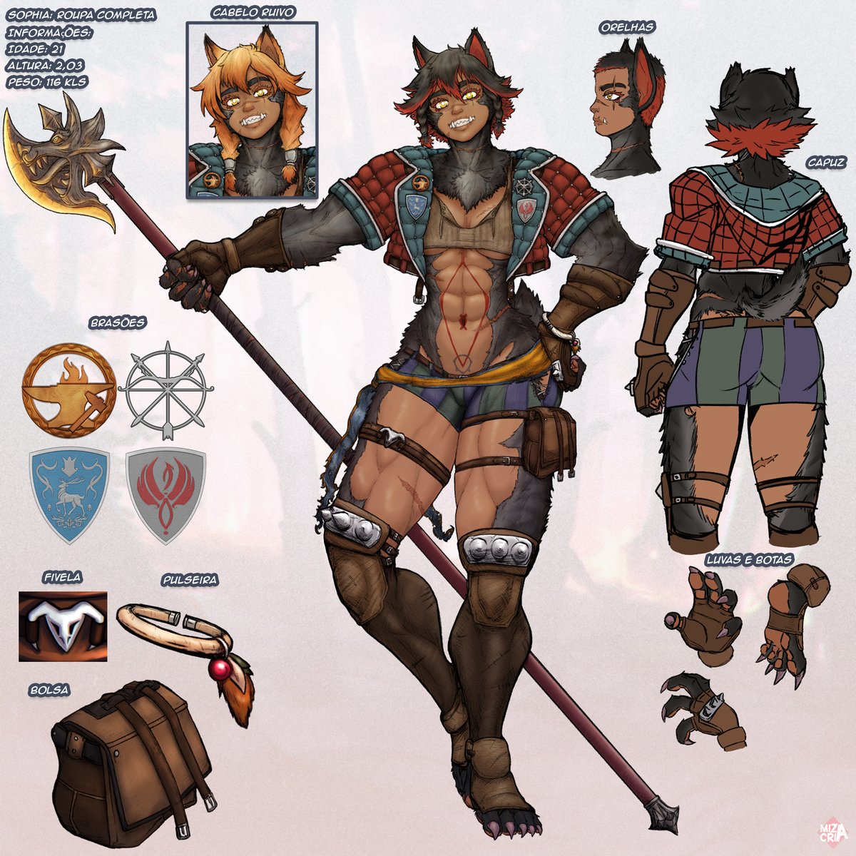 mizacria's tweet photo. Criei um Guia pra facilitar como desenhar a Sophia e verem mais detalhes do visual dela.
#brart #fantasy #oc #rpgart #digitalart #art #dndart #anime #girl #rpg #tomboy #redhead #tatoo #werewolf #weapon #shield #duelshield #charactersheet https://t.co/H7A17U6obN
