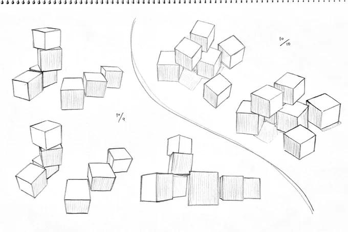 立方体
なるべく一発で描けるように 