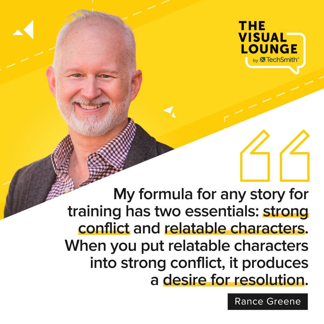 What makes a story great in training? According to Rance Greene (Need a Story), it's all about:

✨ Relatable characters
🔥 Strong conflict

Listen to Rance's expert tips on The Visual Lounge! Available on all apps. 🎧