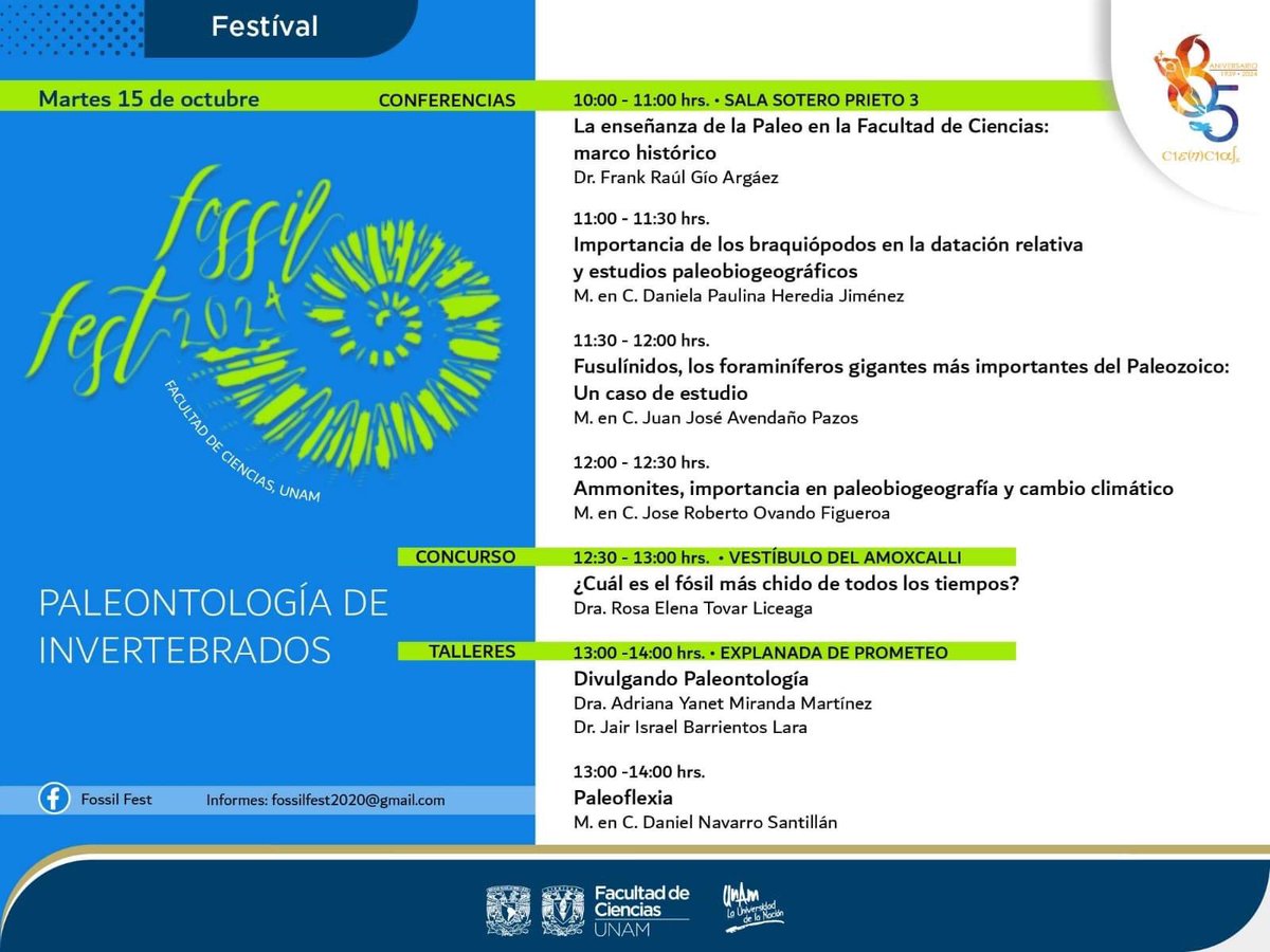 fciencias's tweet photo. ¡No te lo pierdas!
🌟 ¡Este 2024 regresan las emocionantes actividades del Fossil Fest!
✨ Todos los detalles de la convocatoria los encontrarás a continuación.
#FossilFest #FacultadDeCiencias #UNAM #paleontologia #fosiles #ciencia

Revisa la cartelera de actividades 👇 https://t.co/bKNrGHDEFD