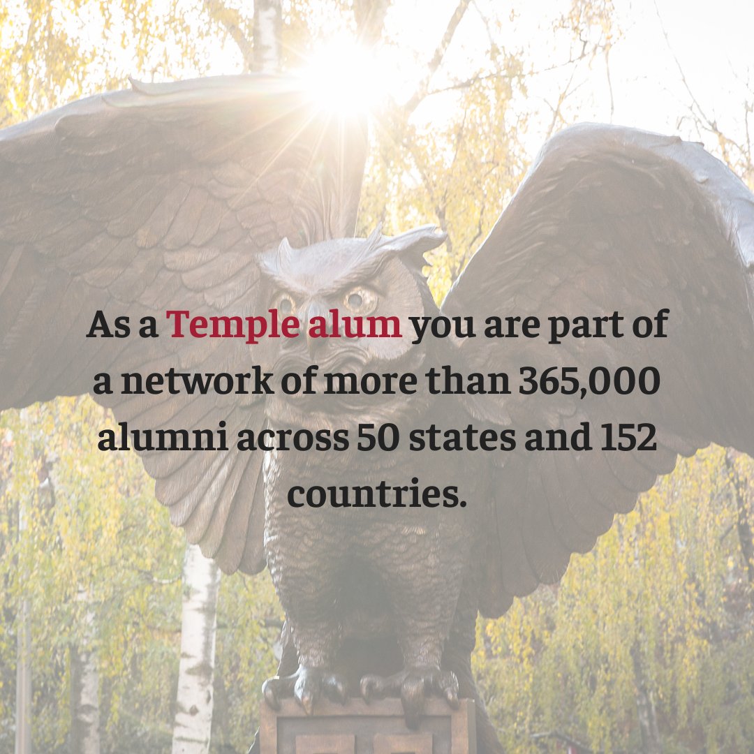 PhillyOwls's tweet photo. As a Temple alum, you're part of a global network of more than 365,000 Owls across 50 states and 152 countries. 

Explore what TUAA has to offer: https://t.co/E13jYGFYwh https://t.co/lO8ihg0f7C