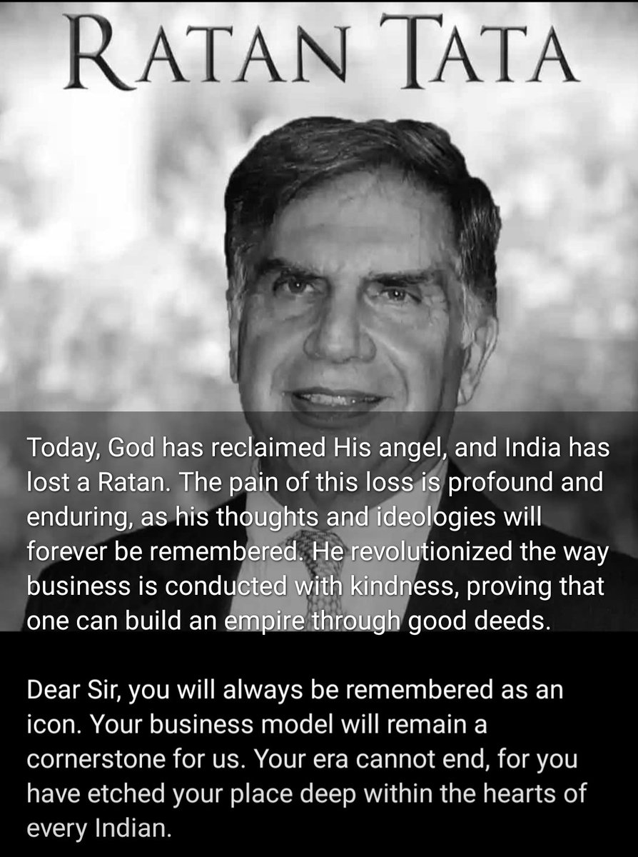 nikchh1's tweet photo. #RatanTataPassedAway #EndOfAnEra https://t.co/j94sK9MRpZ