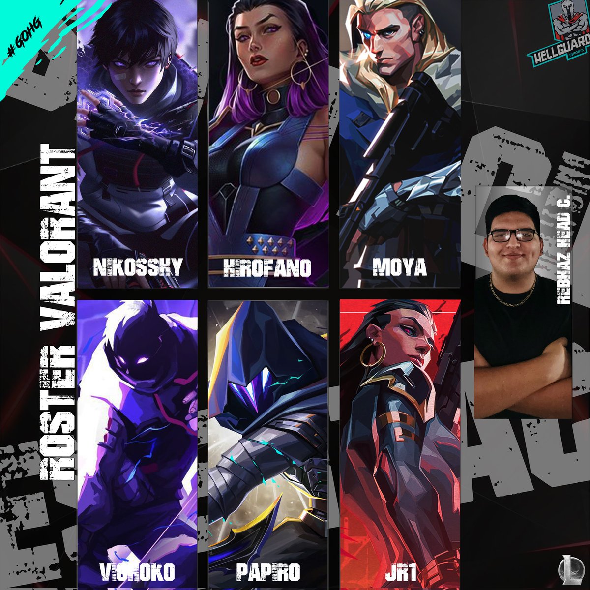 ¡Presentación de nuestro equipo #Valorant LAS 🇨🇱!.

¡Bienvenidos Guardianes!.

Francisco "Hirofano" <a href="/Hirofan0/">hiro</a> 🇨🇱
Nicolás "Nikosshy" <a href="/Nikosshy/">kosshy</a> 🇨🇱
Vicente "Vichoko" <a href="/V7cente1/">Vixoko66</a> 🇨🇱
Jorge "Moya" <a href="/moya2351/">Moya</a> 🇨🇱
Jorge "JR1" <a href="/JR_CVlr/">JR</a> 🇨🇱
Alonso "Papiro" 🇨🇱

H.C. Francisco "ReHabZ" <a href="/ReHabZ_/">ReHabZ</a>