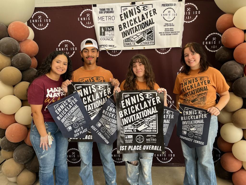 Congratulations to former HHS Masonry student and now the Masonry teacher, Sadat, and her students for an amazing job at the Ennis Bricklayer Invitational. Good luck at the Jr. Spec Mix Bricklayer 500 in Dallas next week!