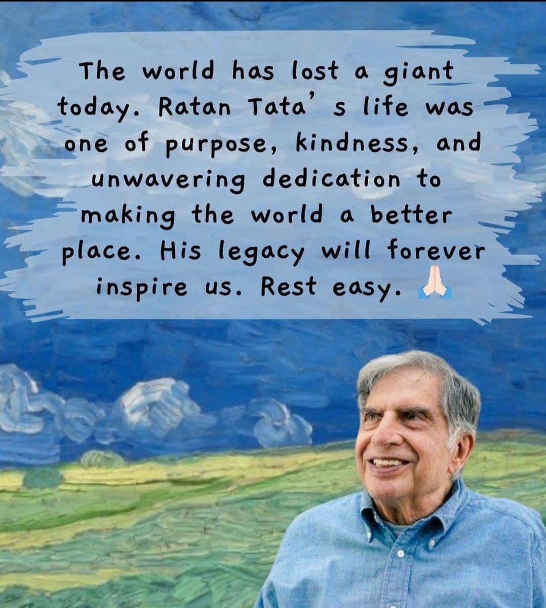 It feel like personal loss😢
The Legend 
An inspiration 
Love u sir 🙏
#ratantata ji