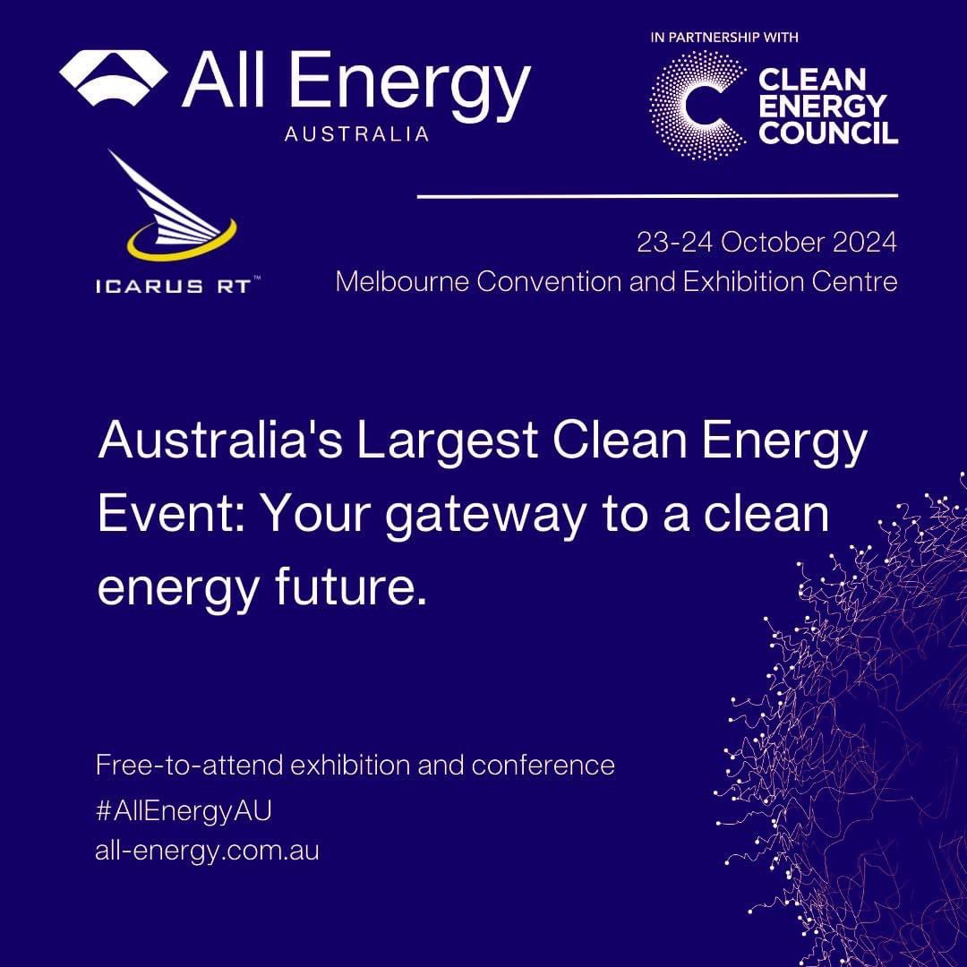 Join us this October in Melbourne for Australia’s largest clean energy event! 
As part of the U.S. Trade Delegation, we’ll showcase our innovative solar tech that doubles energy output and cuts CO2 emissions in half. 

See you there! 

#AllEnergyAustralia #IcarusRT