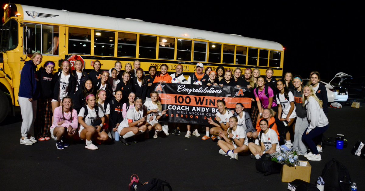 Culture in action!  After clinching the ECC title with a 15-0-0 record, the Anderson High School Women’s Soccer Program, cheered on their head soccer coach <a href="/Coach_BoydA/">Andy Boyd</a> and assistant coach <a href="/RonMaddy/">RonMaddy</a> after winning their 100th game.