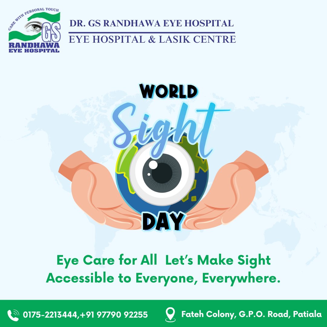 Randhawaeye's tweet photo. World Sight Day 2024 

📞 +91 97790 92255
📍Fateh Colony, G.P.O. Road, Patiala
🔗https://t.co/eQJE5nh2jV

#WorldSightDay #EyeHealth #RandhawaEyeHospital #LASIKSurgery #VisionForAll #EyeCareAwareness #BrighterVision https://t.co/mzySwkBmKn
