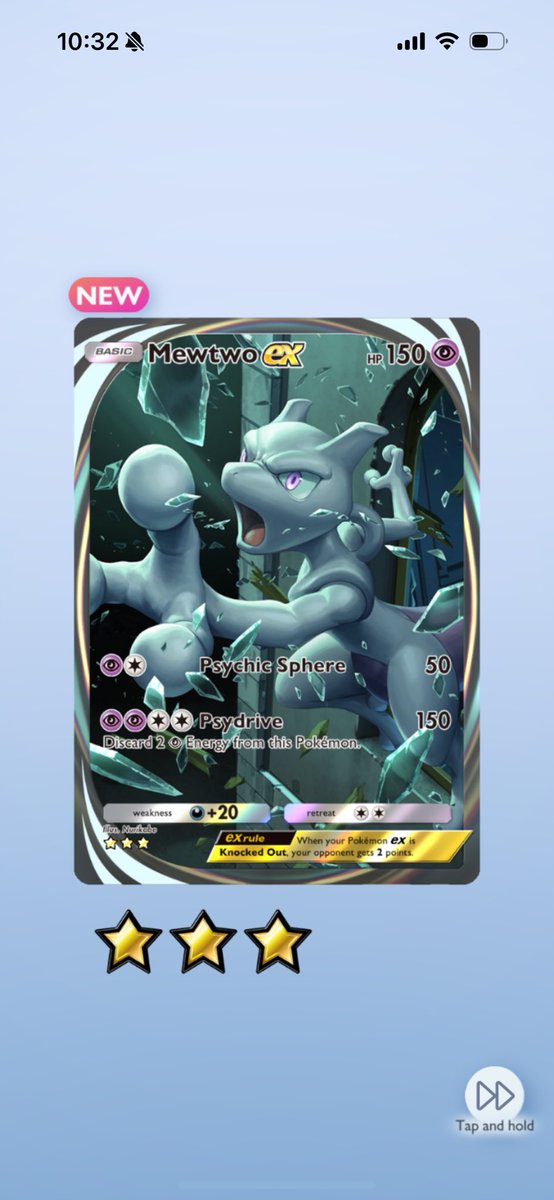 Putter's tweet image. Just pulled the interactive Mewtwo full art EX. 

If you want to add to potentially get a Wonder pick

My ID: 3395884889738997

#pokemonpocket @PokemonTCGP #pokemonTCGP