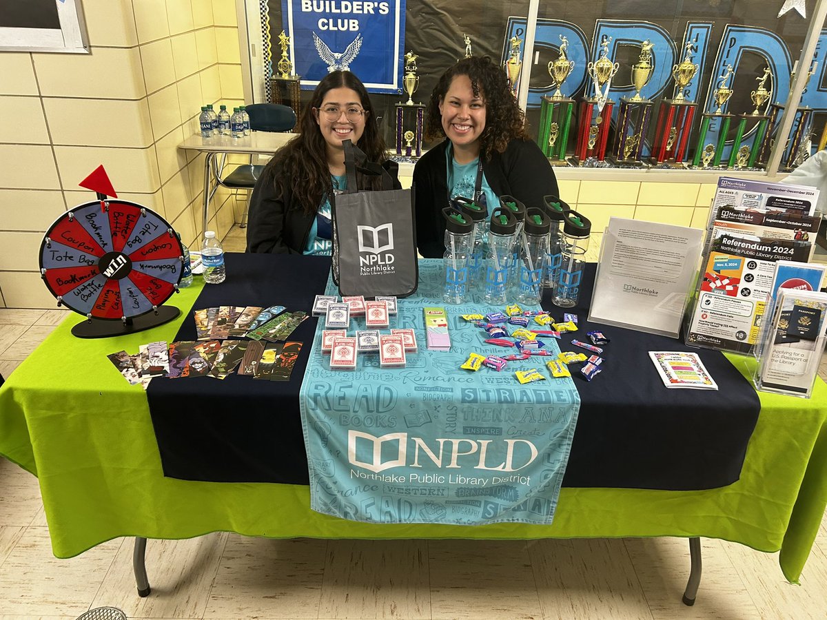 Community outreach tables at <a href="/D83Shines/">D83 Shines</a> Family Literacy Night serving sweets, treats, and smiles! #BPAC <a href="/fppld/">Franklin Park Library</a> #NorthlakePublicLibrary