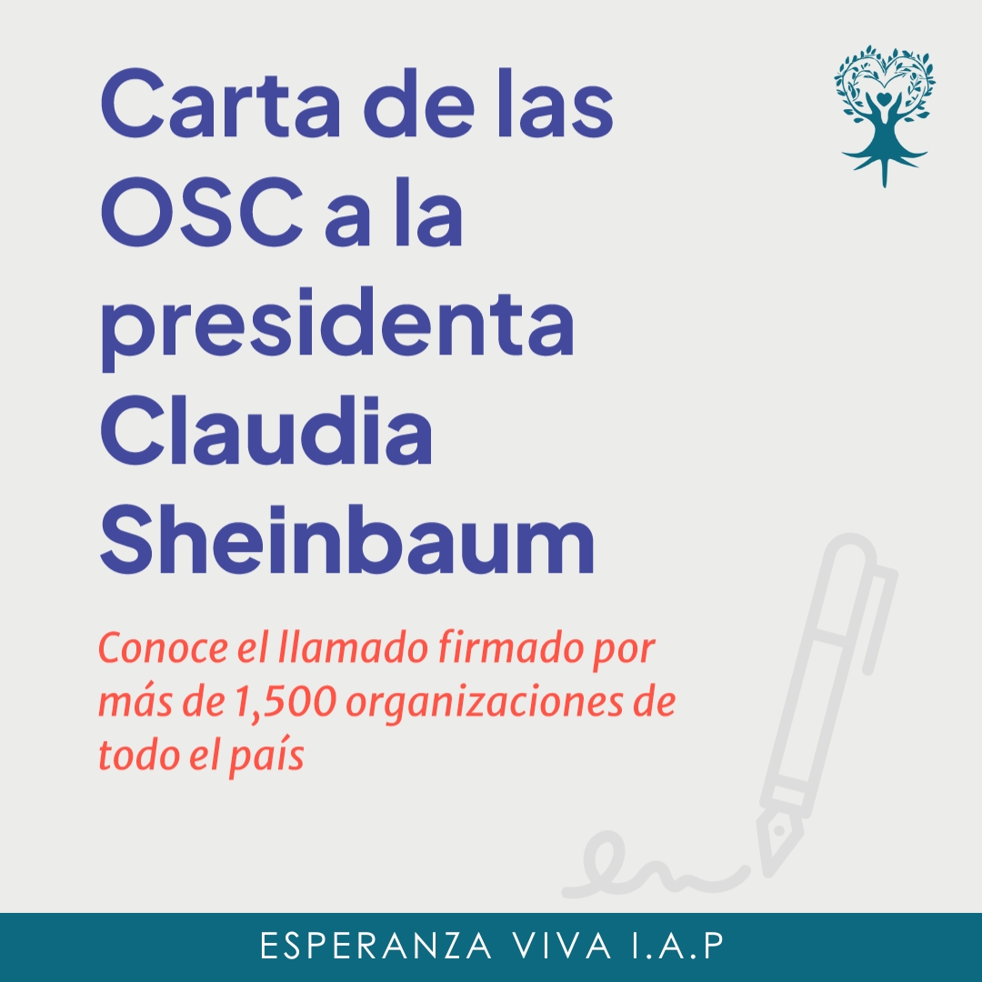 Más de 1,500 organizaciones de la sociedad civil (#OSC) de México han firmado una carta dirigida a la Presidenta Dra. Claudia Sheinbaum Desde ESPERANZA VIVA nos unimos a este llamado, proponiendo un diálogo abierto y permanente en favor del bien público

cemefi.org/osc-presidenta…