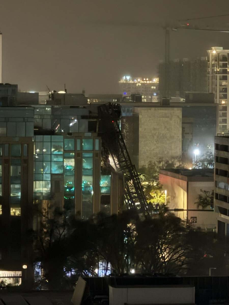 A crane at 400 Central just fell into the office building at 490 1st Ave S. This is the view from McNulty Lofts