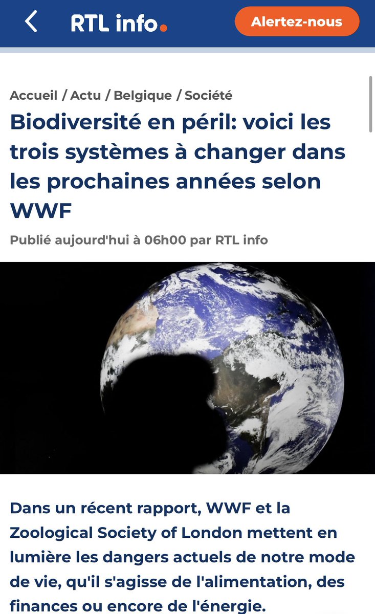 Rapport Planète Vivante du <a href="/WWF/">WWF</a>: "Il faut s'attaquer aux principaux facteurs de perte de la nature. Pour cela, il faudra profondément transformer notre système alimentaire, énergétique et financier." #LPR24 

📱Article à lire sur <a href="/rtlinfo/">RTL info</a> 👇
rtl.be/actu/belgique/…
