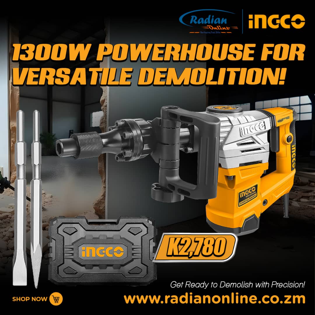 RadianStores's tweet image. Demolition has never been easier with the INGCO Demolition Breakers!🏗️
These high-powered tools are designed to tackle even the toughest demolition projects

🛒SHOP HERE: bit.ly/4eBkQ2F
⚠️Prices vary in branches outside of Lusaka

#INGCO |#EfficiencyAtItsBest |#Zambia