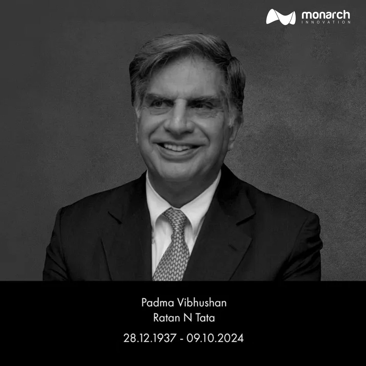 𝐑𝐞𝐬𝐭 𝐢𝐧 𝐏𝐞𝐚𝐜𝐞, 𝐑𝐚𝐭𝐚𝐧 𝐍. 𝐓𝐚𝐭𝐚

A visionary leader and compassionate soul, Ratan Tata’s legacy will continue to inspire generations. Rest in peace, sir. Your contributions to India and the world will never be forgotten.

#RatanTata #RestInPeace