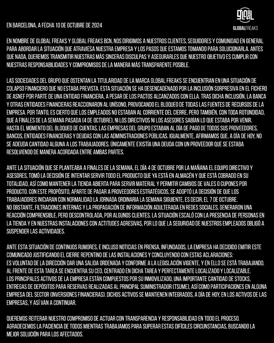 global_freaks's tweet photo. Comunicado oficial. https://t.co/y3x58B8d6A