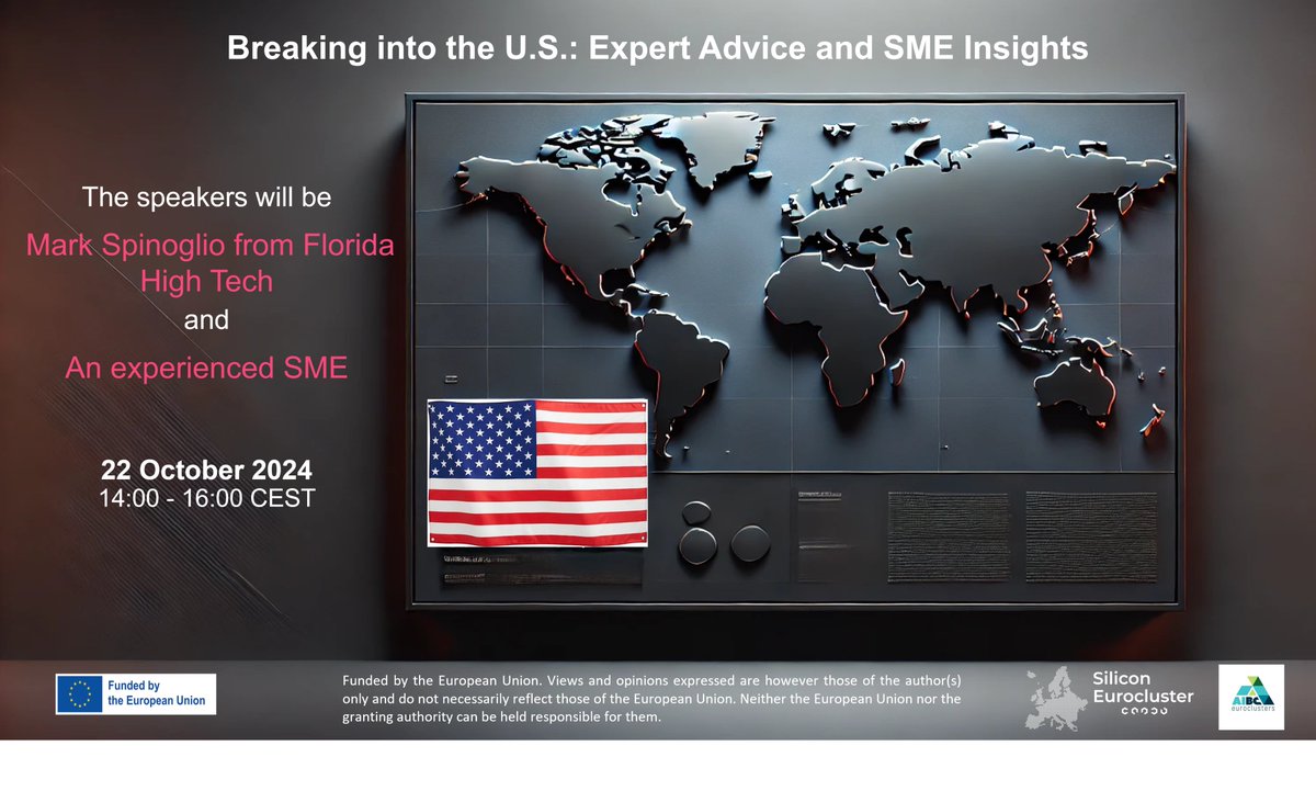 🌟 Don’t miss our webinar on October 22nd! 🌟
Learn how to succeed in the dynamic US market. Get expert insights and practical advice from Eurocluster project.
✍️Registration:
events.teams.microsoft.com/event/64dba7b2…