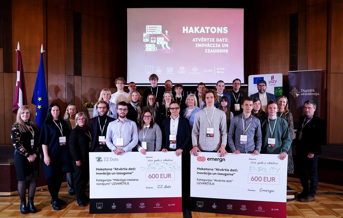 Noslēdzies VARAM,  VAS un <a href="/LATA_org/">LATA</a> hakatons "Atvērtie dati: inovācija un izaugsme."🚀75 dalībnieki, 19 idejas, 6 finālisti. Galvenās balvas ieguva komandas "ENRILITY" un "Mans digitālais dvīnis" par inovatīviem risinājumiem, izmantojot atvērtos datus un MI.#NextGenEU #investEU
