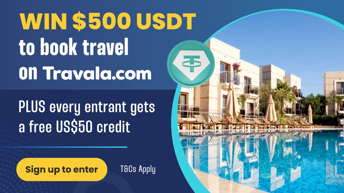 travalacom's tweet photo. 🚨 WIN $500 USDT! 🚨

Claim US$50 in Promo Credits and book your dream trip with Travala! 🌍✈️ Use them on flights, hotels, or activities!

Automatically enter to WIN just by signing in! 👉 https://t.co/Uo6jXVkfs8

Sign up or sign in using this link to claim your credits! 🥳 https://t.co/vswUMJNPmI
