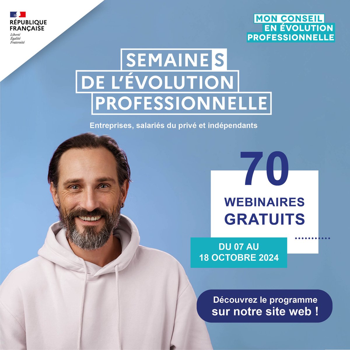 Apec.fr (@apecfr) on Twitter photo 🚀 Ne manquez pas la 5ème édition des Semaines de l'Évolution Pro ! 📅 Du 7-18 oct 2024 💻 70+ #webinaires sur la #formation, l'évolution pro, l'orientation, et plus encore.
👉Inscrivez-vous : ow.ly/51Wo50TGeeQ
#SEP <a href="/FranceTravail/">France Travail</a> <a href="/Fcompetences_fr/">France compétences</a> #CEP #AvenirActifs 🚀 Ne manquez pas la 5ème édition des Semaines de l'Évolution Pro ! 📅 Du 7-18 oct 2024 💻 70+ #webinaires sur la #formation, l'évolution pro, l'orientation, et plus encore.
👉Inscrivez-vous : ow.ly/51Wo50TGeeQ
#SEP <a href="/FranceTravail/">France Travail</a> <a href="/Fcompetences_fr/">France compétences</a> #CEP #AvenirActifs