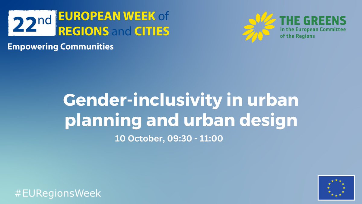 Our #EURegionsWeek workshop is in full swing!

🟢Cities for All - Gender-Inclusive Urban Planning and Design

If you could not join us in person, you can follow online here ➡️ frontend.cor.smv.cloud/en/sessions/re…