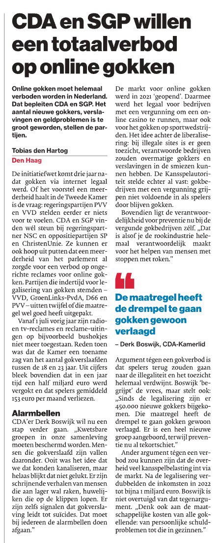 DerkBoswijk's tweet image. 450.000 nieuwe gokkers zijn er erbij gekomen sinds het liberaliseren van de online gokmarkt. Dat levert gokbedrijven veel geld op en de samenleving veel schade. Dat moet stoppen, daarom ben ik vandaag met @djhvandijk van @SGPnieuws met een initiatiefnota gekomen om deze…
