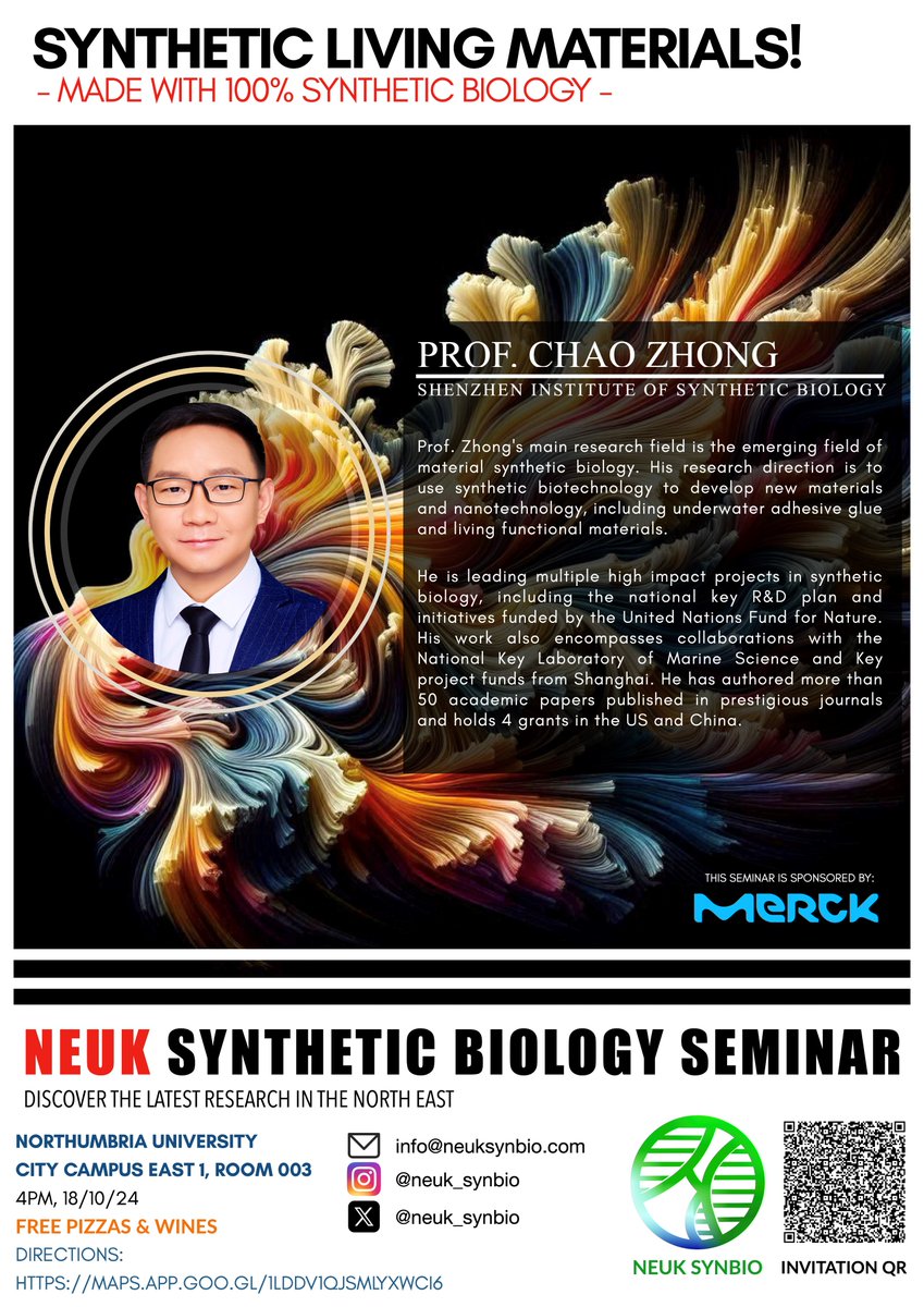 NEUK_SynBio (@neuk_synbio) on Twitter photo Discover the future of Synthetic Living Materials! Join us on Oct 18 <a href="/NorthumbriaUni/">Northumbria Uni</a> 4pm with Prof. Chao Zhong to explore how bio-inspired materials can reshape how we build, heal, and live.
#UniofNewcastle #Bio_Buildings #ICO2S #SciencesNCL #NU_SAgE #CBCB_Newcastle Discover the future of Synthetic Living Materials! Join us on Oct 18 <a href="/NorthumbriaUni/">Northumbria Uni</a> 4pm with Prof. Chao Zhong to explore how bio-inspired materials can reshape how we build, heal, and live.
#UniofNewcastle #Bio_Buildings #ICO2S #SciencesNCL #NU_SAgE #CBCB_Newcastle