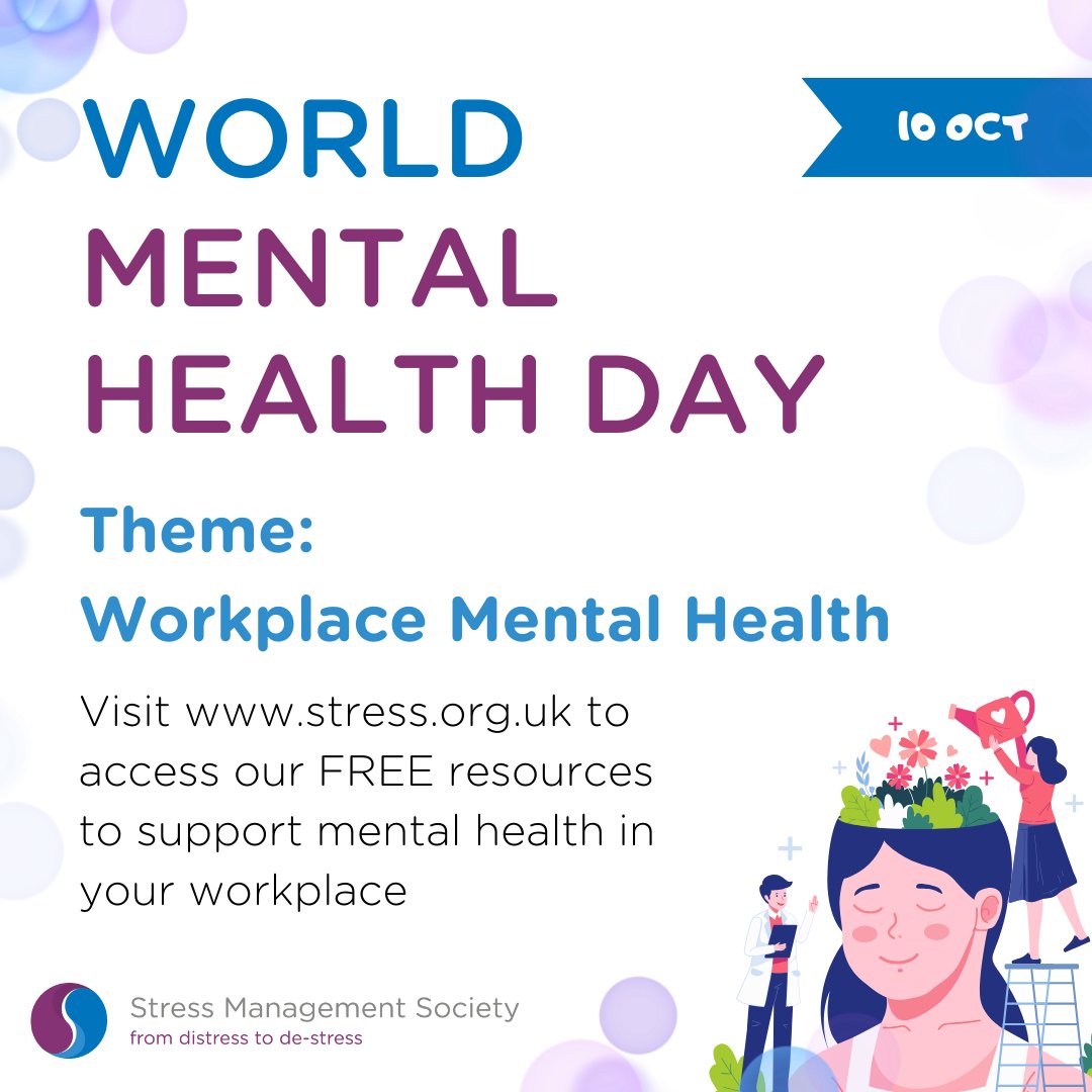 It's World Mental Health Day, with the theme of Workplace Mental Health. We have a range of free resources available for you to use in your workplace that help prioritise menal health in your workplace. 
Visit stress.org.uk to discover our resource hub today.