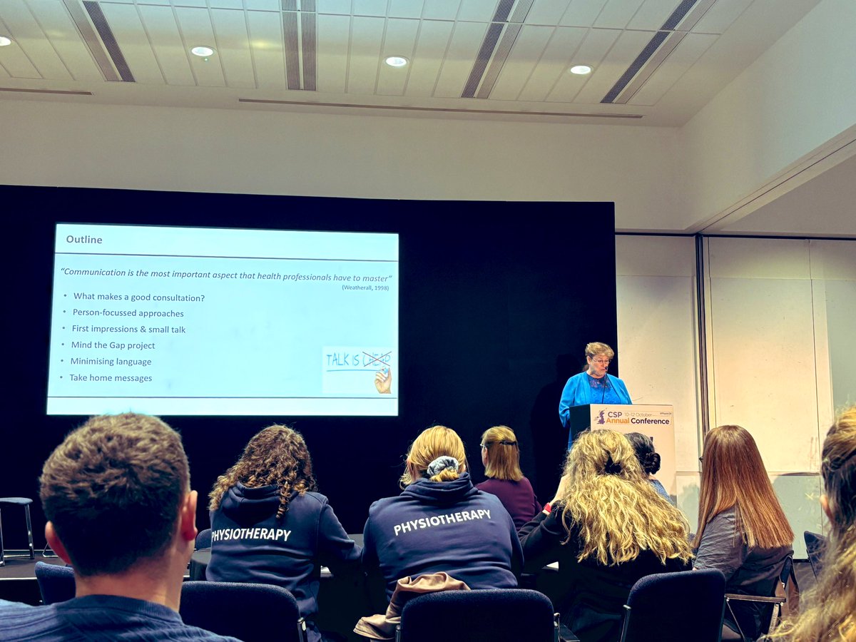 <a href="/LPhysioprof/">Lisa Roberts physioprof</a> up first with ‘Talk isn’t Cheap, it’s Priceless’ 

Brilliant research for the students to digest on the importance of communication in their patient interactions #Communication