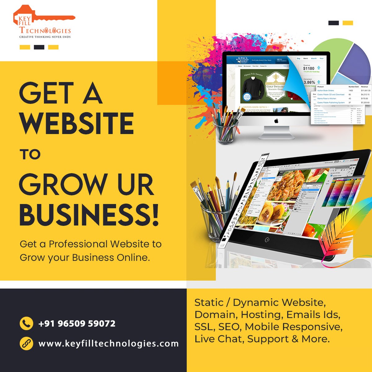 KeyfillT's tweet photo. Launch a professional website to help your business thrive online. From domain and hosting to SEO, mobile responsiveness, and live chat integration, we provide end-to-end web development services. 
#GrowYourBusiness #WebDesign #SEO #MobileResponsive #KeyfillTechnologies https://t.co/EPGNDg9LEr