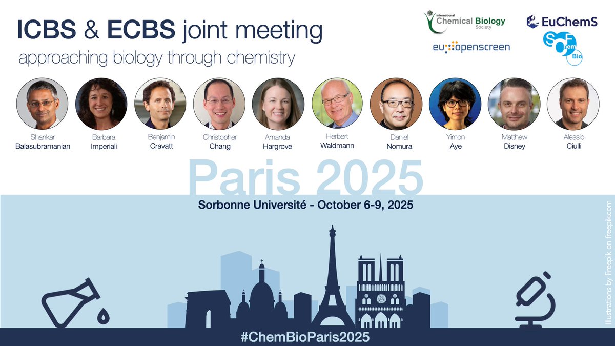 EU-OPENSCREEN ERIC (@euopenscreen) on Twitter photo Save the date: on October 6–9, 2025, ICBS/ECBS2025 is headed to Paris!
Next year we're organising our 9th biennial European Chemical Biology Symposium alongside the 14th annual conference of the International Chemical Biology Society (<a href="/ChemBioSociety/">International Chemical Biology Society</a>).
Stay tuned for more! Save the date: on October 6–9, 2025, ICBS/ECBS2025 is headed to Paris!
Next year we're organising our 9th biennial European Chemical Biology Symposium alongside the 14th annual conference of the International Chemical Biology Society (<a href="/ChemBioSociety/">International Chemical Biology Society</a>).
Stay tuned for more!