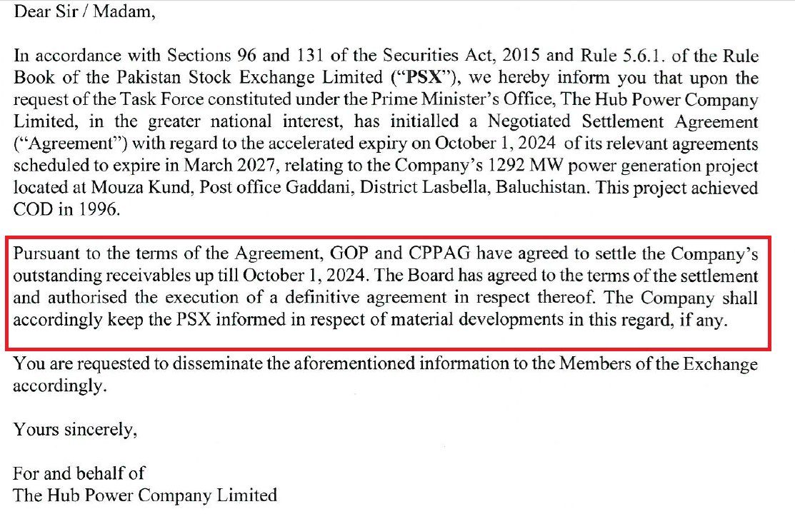 JawadYaqoob's tweet image. I think #HUBC managed to pull off a good deal.

They will receive all previously billed invoices without any haircut.
👉AR as of June 2024 was Rs. 52 billion.
👉Add around Rs. 6 billion for the Q1 2025.

They will receive Rs. 58 billion from the GOP 🇵🇰 soon.