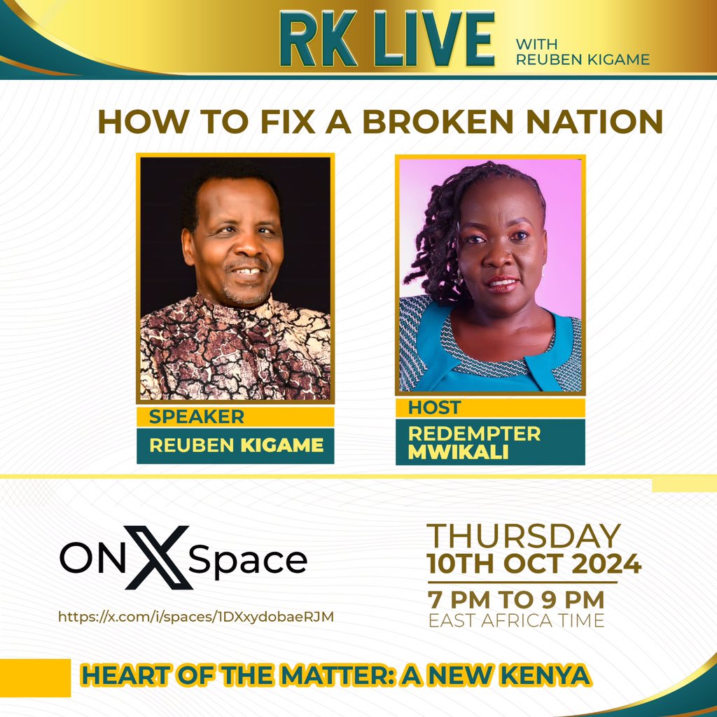 Sophie A. Pauline🇰🇪 (@sophieapauline) on Twitter photo Shackled by the political class, what this country now needs is more unemployed politicians. We need to vouch for neutral leaders whose linen are stain free for us to see the change we want. <a href="/ReubenKigame/">Reuben Kigame - Papa RK</a> ana utu, haki na maadili
Watch this space today Shackled by the political class, what this country now needs is more unemployed politicians. We need to vouch for neutral leaders whose linen are stain free for us to see the change we want. <a href="/ReubenKigame/">Reuben Kigame - Papa RK</a> ana utu, haki na maadili
Watch this space today