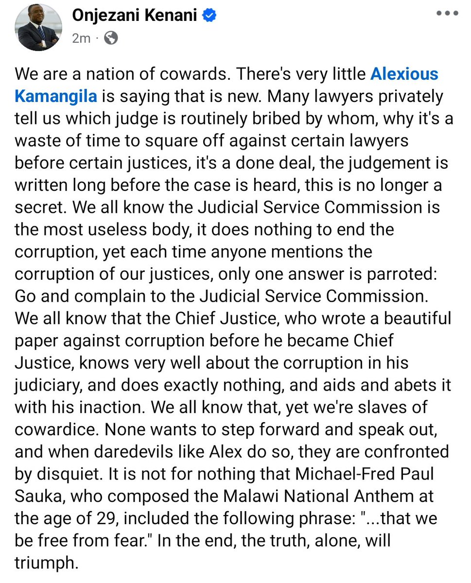 onjezani's tweet photo. On corruption in the judiciary, my two tambala thoughts. https://t.co/lVYceGMddX
