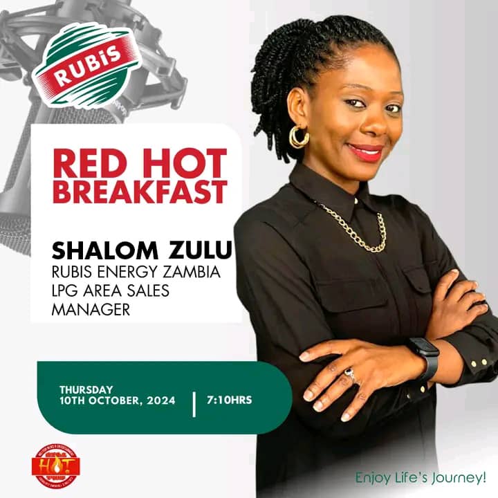 RubisZambia's tweet photo. Catch Shalom Zulu, LPG Area Sales Manager, on the Red Hot Breakfast Show at 7:10 AM today on 87.7FM! Hear how RUBiS gas lights up lives with reliable, convenient energy.
☎️ Call 06-3037-3343 or WhatsApp +260-776-456-404 for enquiries. https://t.co/WmuabPy7xe