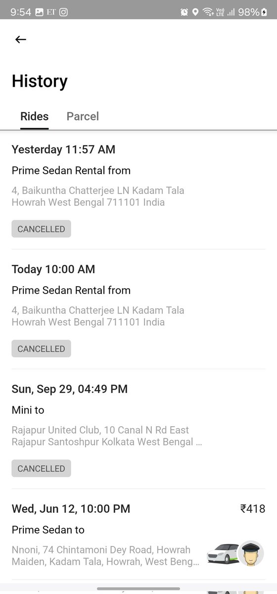 rupam5sept's tweet photo. @Olacabs @bhash Awesome service...
Yesterday booked OLA rental...
Today morning it is not visible in the history and no intimation.
Tried booking again it was showing but suddenly it disappeared...
The experience was magical... https://t.co/XTKii6aovy
