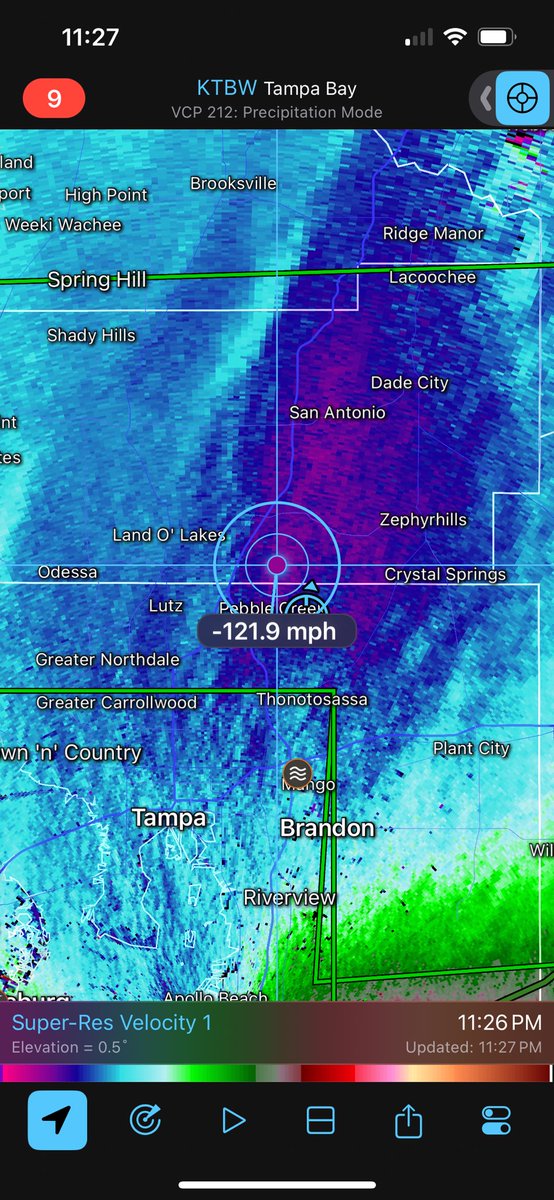 ScottLoveless's tweet photo. @FerragamoWx Near Wesley Chapel we have had 100-120mph winds for almost two full hours now. It’s terrible. https://t.co/yXwOJJ3R1t